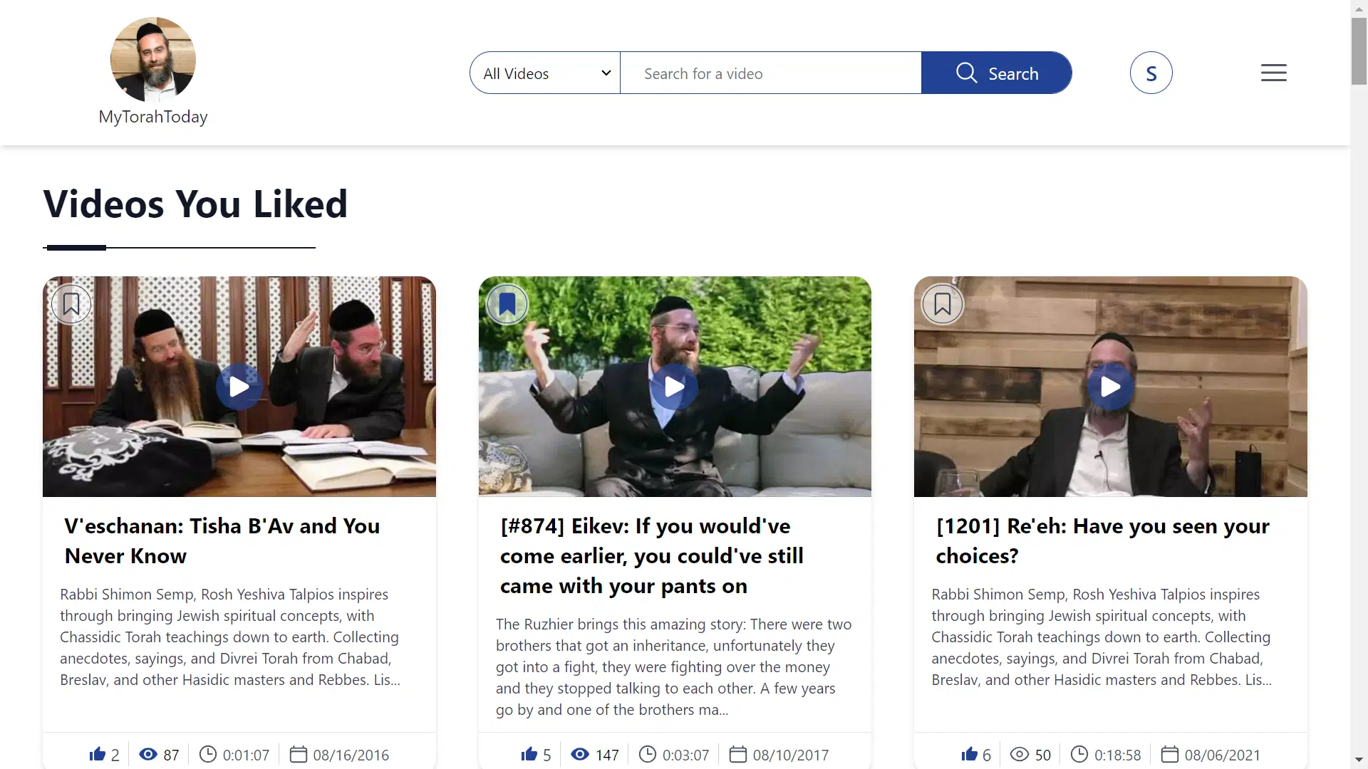 My Torah Today liked videos