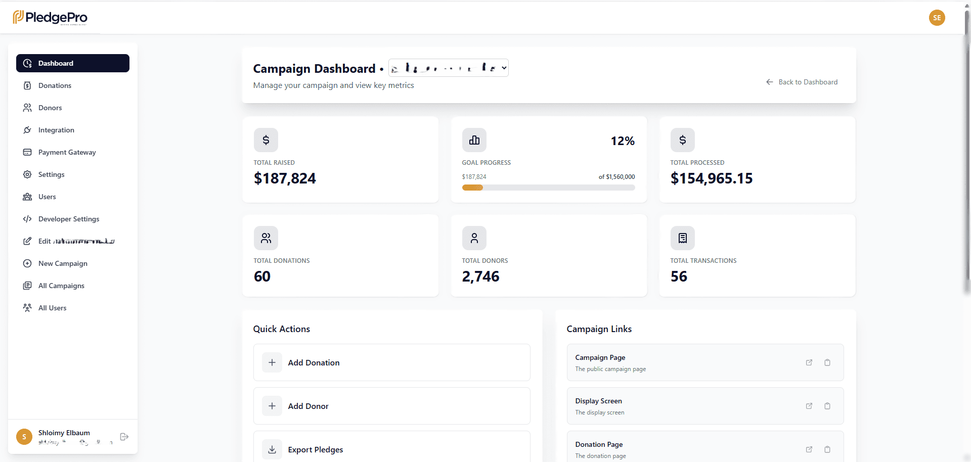 PledgePro.live campaign management