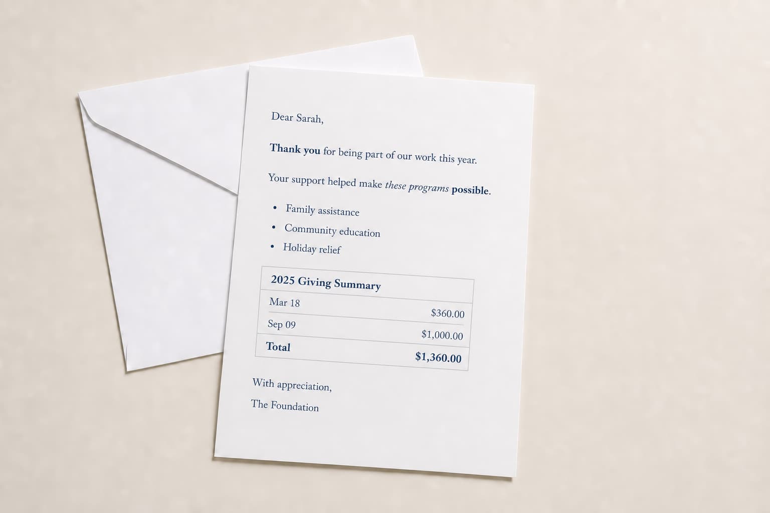 A physical letter produced through Maily by Dijy