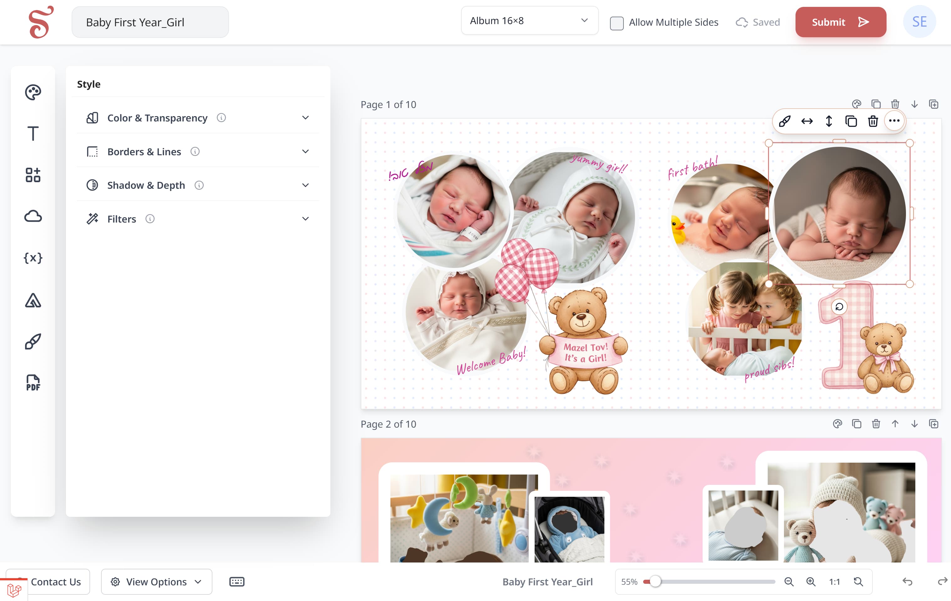 Say Lechayim editor with Hebrew content and design controls